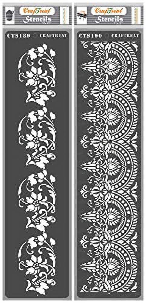CrafTreat Flourish Border Stencils for Painting on Wood, Canvas, Paper ...