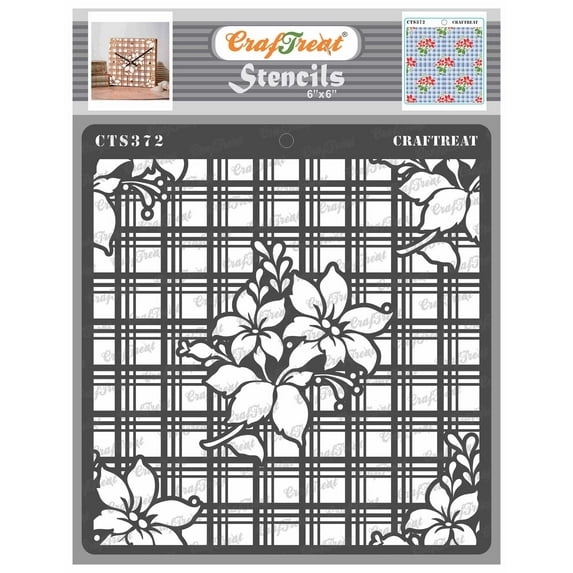 CrafTreat Flower Fusion Plaid Stencil for Painting and Crafting - 6"x6"