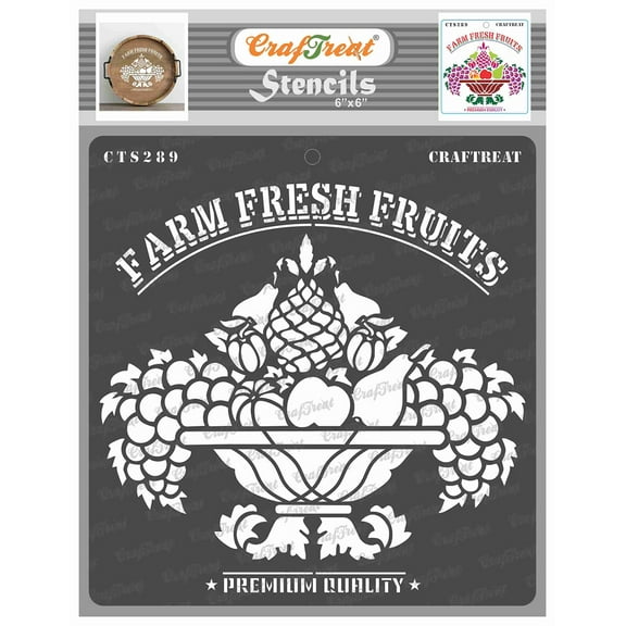 CrafTreat Fruit Basket Stencil for Painting and Crafting - 6"x6"