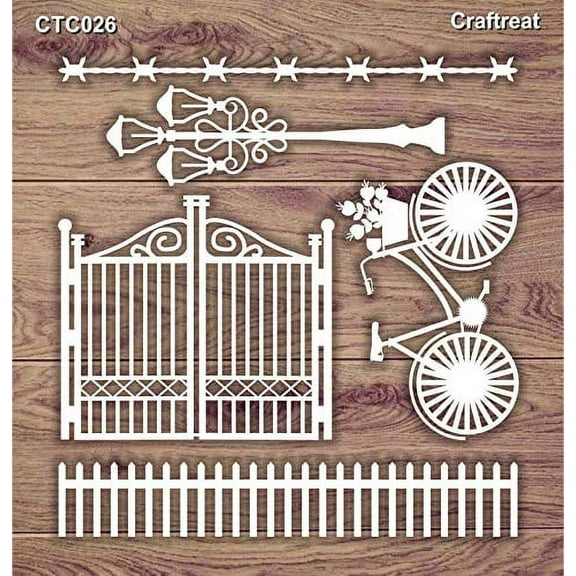 CrafTreat Gate And Fence Laser Cut Chipboard for Crafts- 5.5x6 Inches