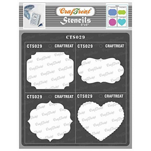 CrafTreat Geometric Shape Stencils for Painting on Wood, Wall, Tile , Canvas, Paper, Fabric and Floor - Frames and Masks - 6x6 Inch - Reusable DIY Art and Craft Stencils - Templates for Drawing Shapes