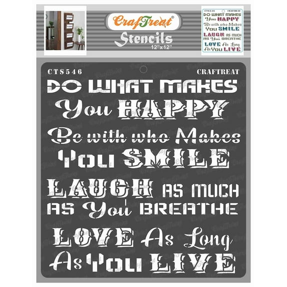 CrafTreat Happy Smile Stencil for Painting and Crafting - 12"x12"