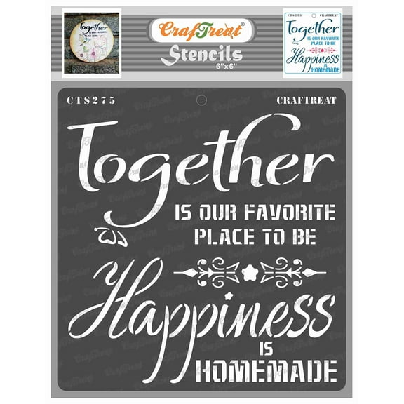 CrafTreat Happy Together Stencil for Painting and Crafting - 6"x6"