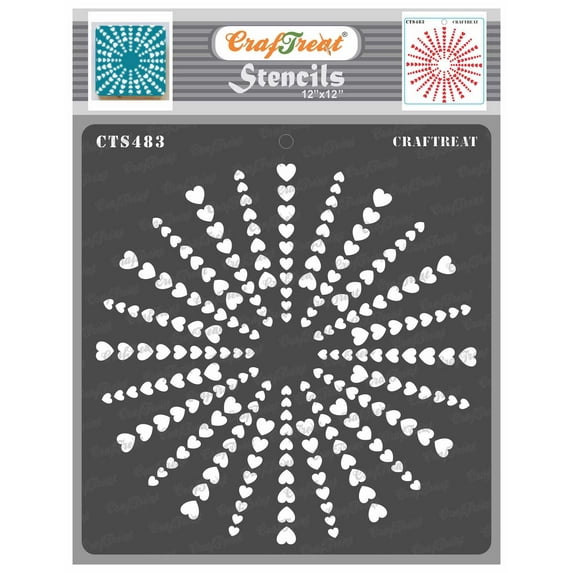 CrafTreat Heart Dart Stencil for Painting and Crafting - 12"x12"