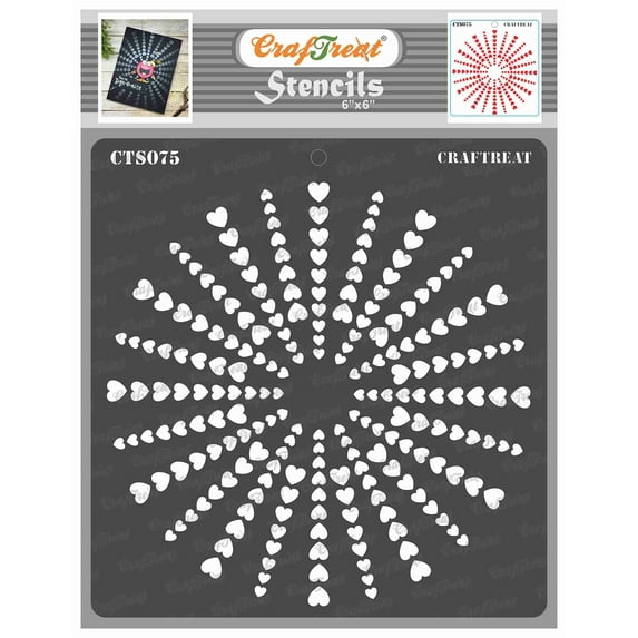 CrafTreat Heart Dart Stencil for Painting and Crafting - 6"x6"