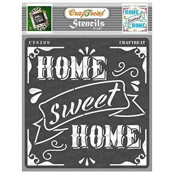 CrafTreat Home Sweet Home Stencil for Painting and Crafting - 6"x6"