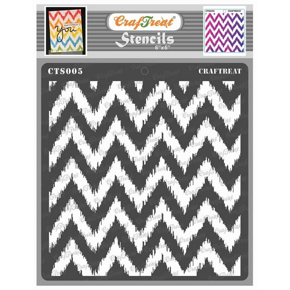 CrafTreat Ikat Chevron Stencil for Painting and Crafting - 6"x6"