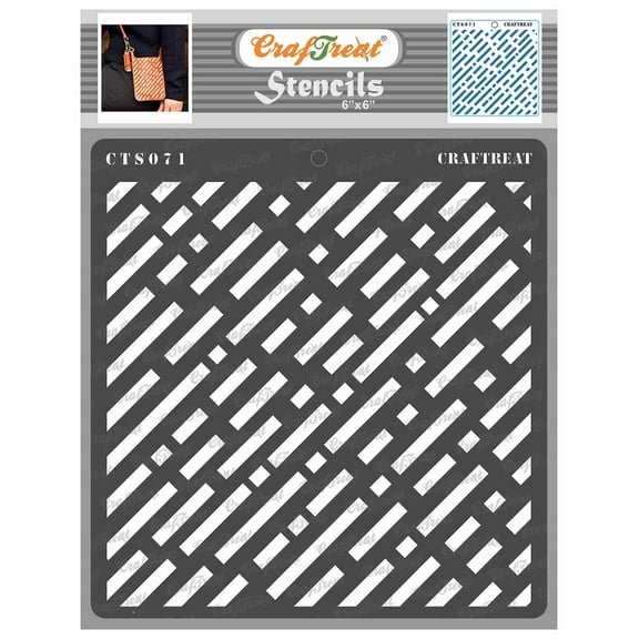 CrafTreat Interupted Stripes Stencil for Painting and Crafting - 6"x6"