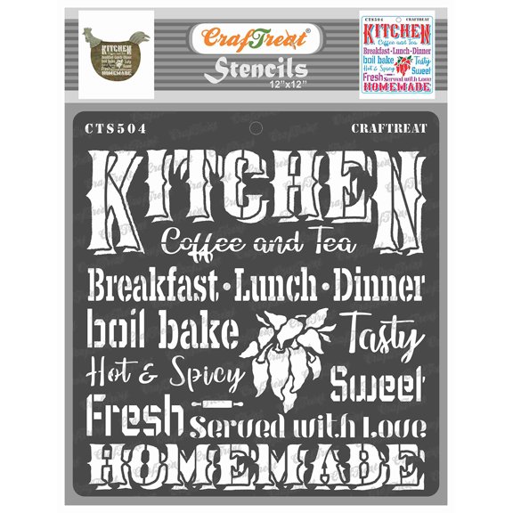 CrafTreat Kitchen Stencil for Painting and Crafting - 12"x12"