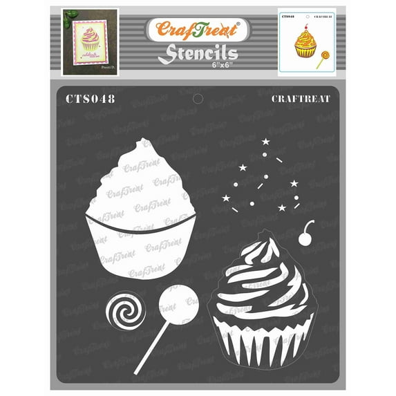 CrafTreat Layered Cup Cake Stencil for Painting and Crafting - 6"x6"