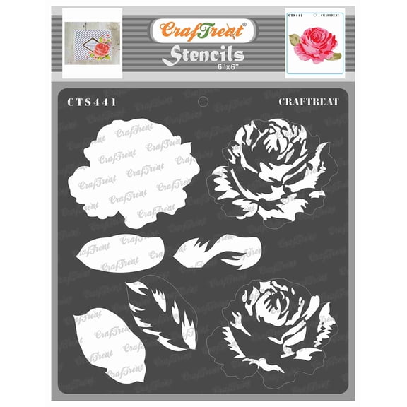 CrafTreat Layered Rose 3 Stencil for Painting and Crafting - 6"x6"