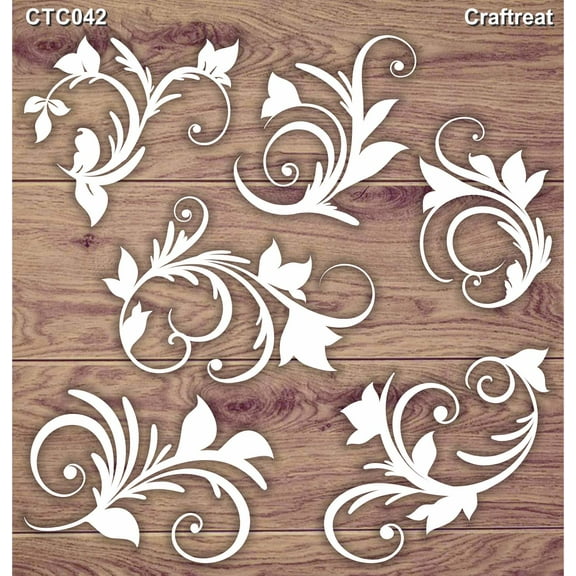 CrafTreat Leafy Swirls Laser Cut Chipboard for Crafting- 5.5x6 Inches