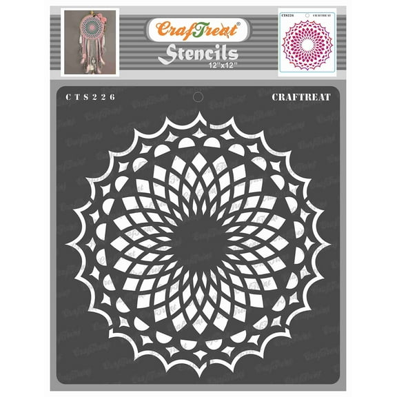 CrafTreat Lotus Mandala 12 Stencil for Painting and Crafting - 12"x12"
