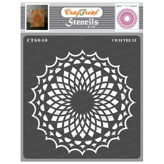 CrafTreat Lotus Mandala Stencil for Painting and Crafting - 6"x6"
