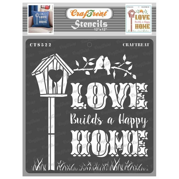 CrafTreat Lovely Home Stencil for Painting and Crafting - 12"x12"