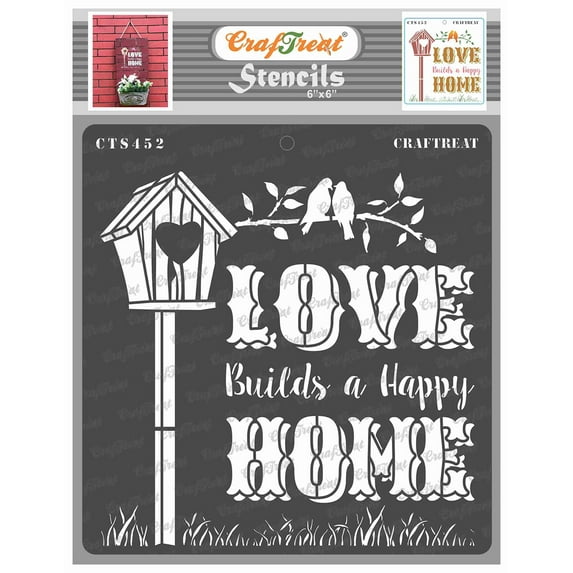 CrafTreat Lovely Home Stencil for Painting and Crafting - 6"x6"
