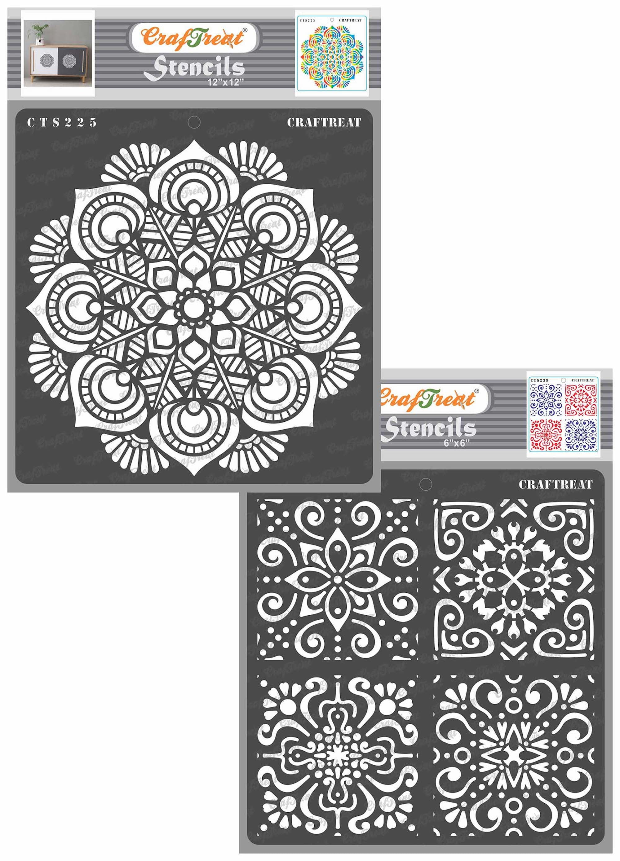 CrafTreat Mandala and Moroccan Tiles Stencil for Painting and Crafting ...