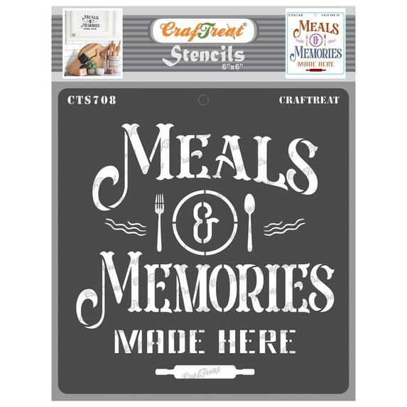 CrafTreat Meals and Memories Stencil for Painting and Crafting - 6"x6"