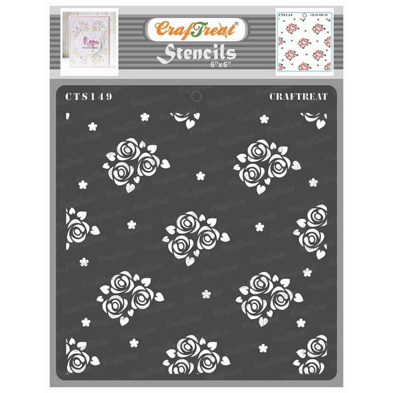 CrafTreat Mini Rose Background Stencil for Painting and Crafting - 6"x6"