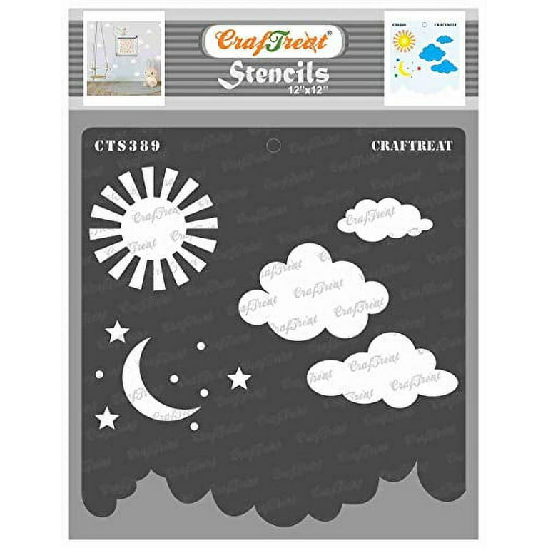 CrafTreat Moon and Star Stencils for Painting on Wood, Canvas