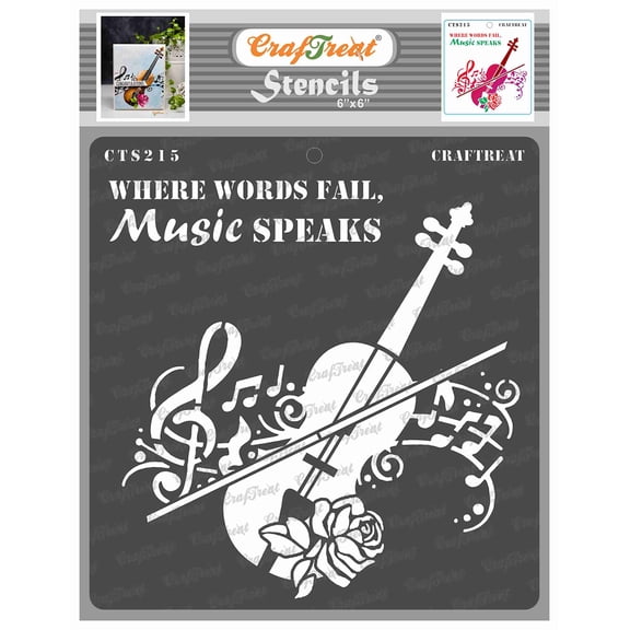CrafTreat Music Speaks Violin Stencil for Painting and Crafting - 6"x6"