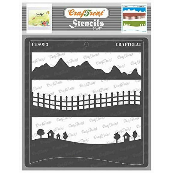 CrafTreat Nature Stencils for Painting on Wood, Canvas, Paper, Fabric, Floor, Wall and Tile - Landscapes - 6x6 Inches - Reusable DIY Art and Craft Stencils - Scenery Stencils - Landscape Stencil