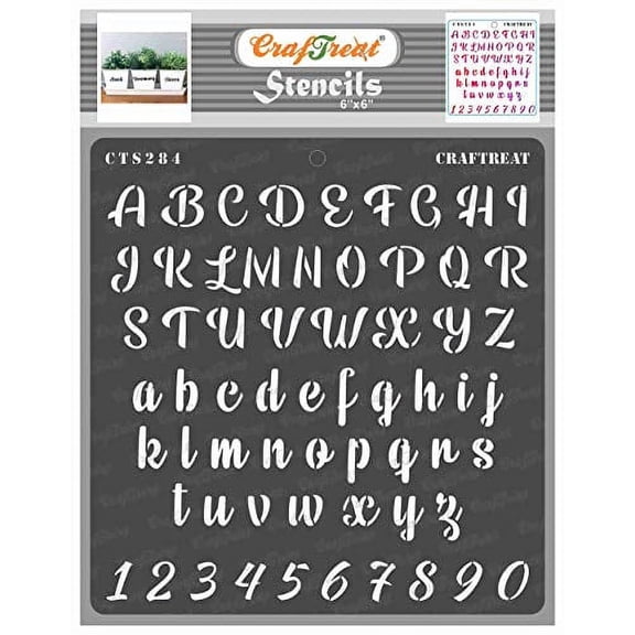CrafTreat Number and Letter Stencils for Painting on Wood, Canvas, Paper, Fabric, Wall and Tile -&nbsp; Chalk Caps Alpha - 6x6 Inches - Reusable DIY Art and Craft Stencils for Letters and Numbers