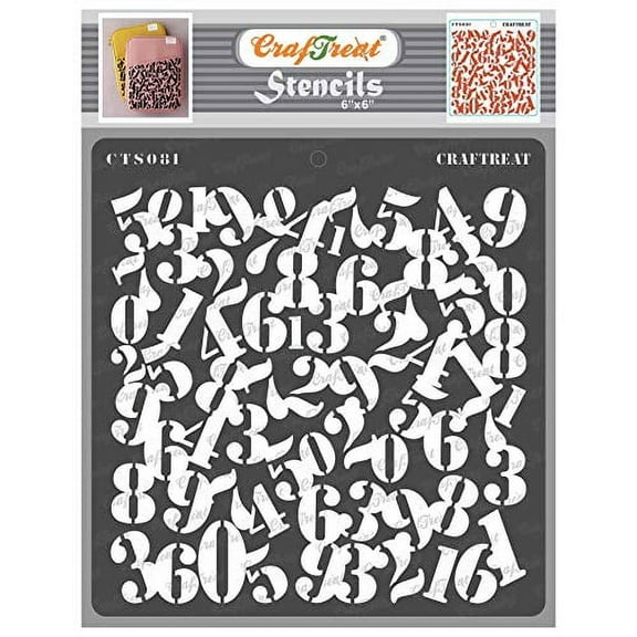 CrafTreat Number Stencils for Painting on Wood, Canvas, Paper, Fabric and Tile - Numeric Stencils - 6x6 Inches - Reusable DIY Art and Craft Stencils for Painting Numbers - Number Template St