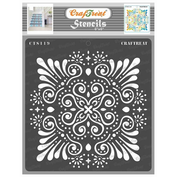 CrafTreat Ornate Background Stencil for Painting and Crafting - 6"x6"