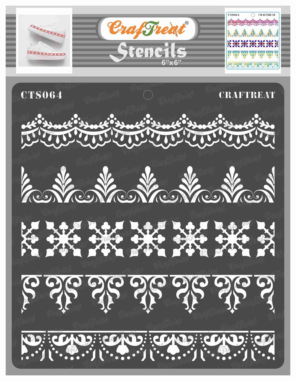 CrafTreat Ornate Border Stencils HHA1 for Painting on Wood, Canvas ...