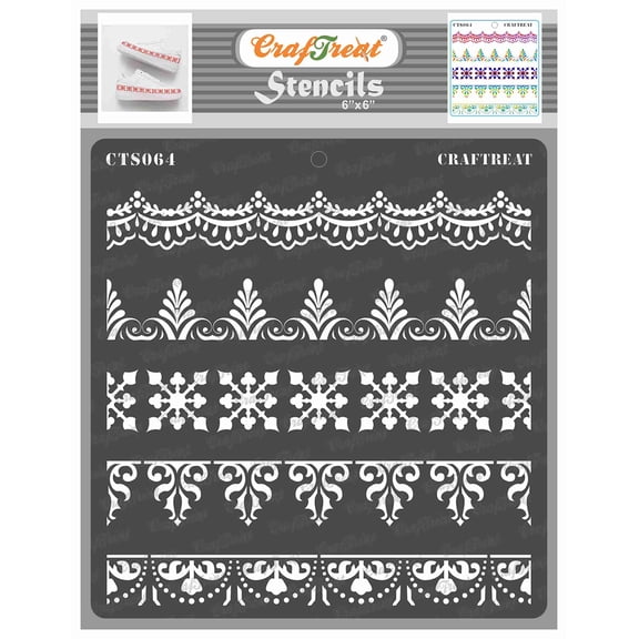 CrafTreat Ornate Borders Stencil for Painting and Crafting - 6"x6"