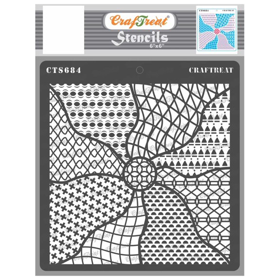 CrafTreat Pattern Sun Rays Stencil for Painting and Crafting - 6"x6"