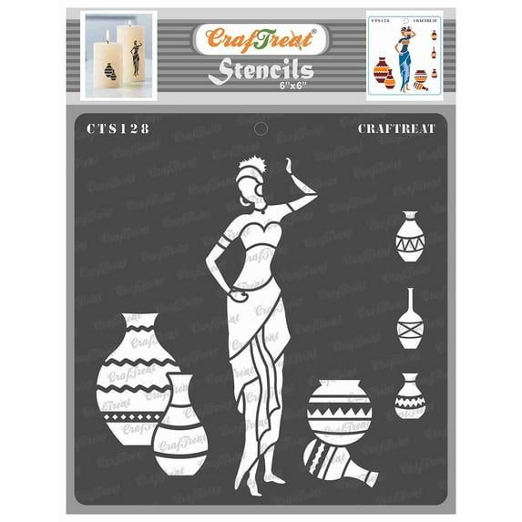 CrafTreat Pose with Pot 1 Tribal Stencil for Painting and Crafting - 6"x6"