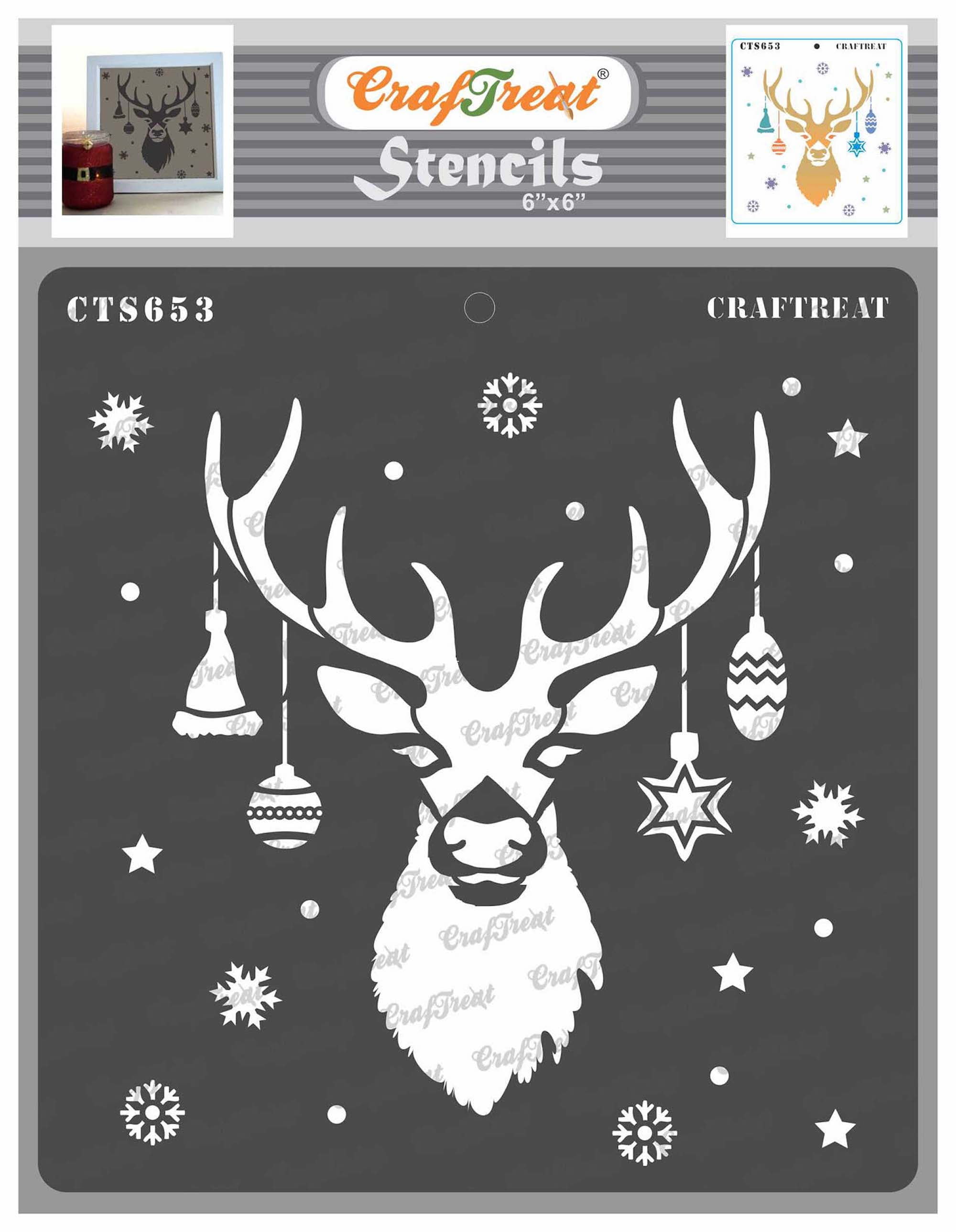 CrafTreat Reindeer Christmas Stencil for Painting and Crafting - 6\, image size:2000x2575