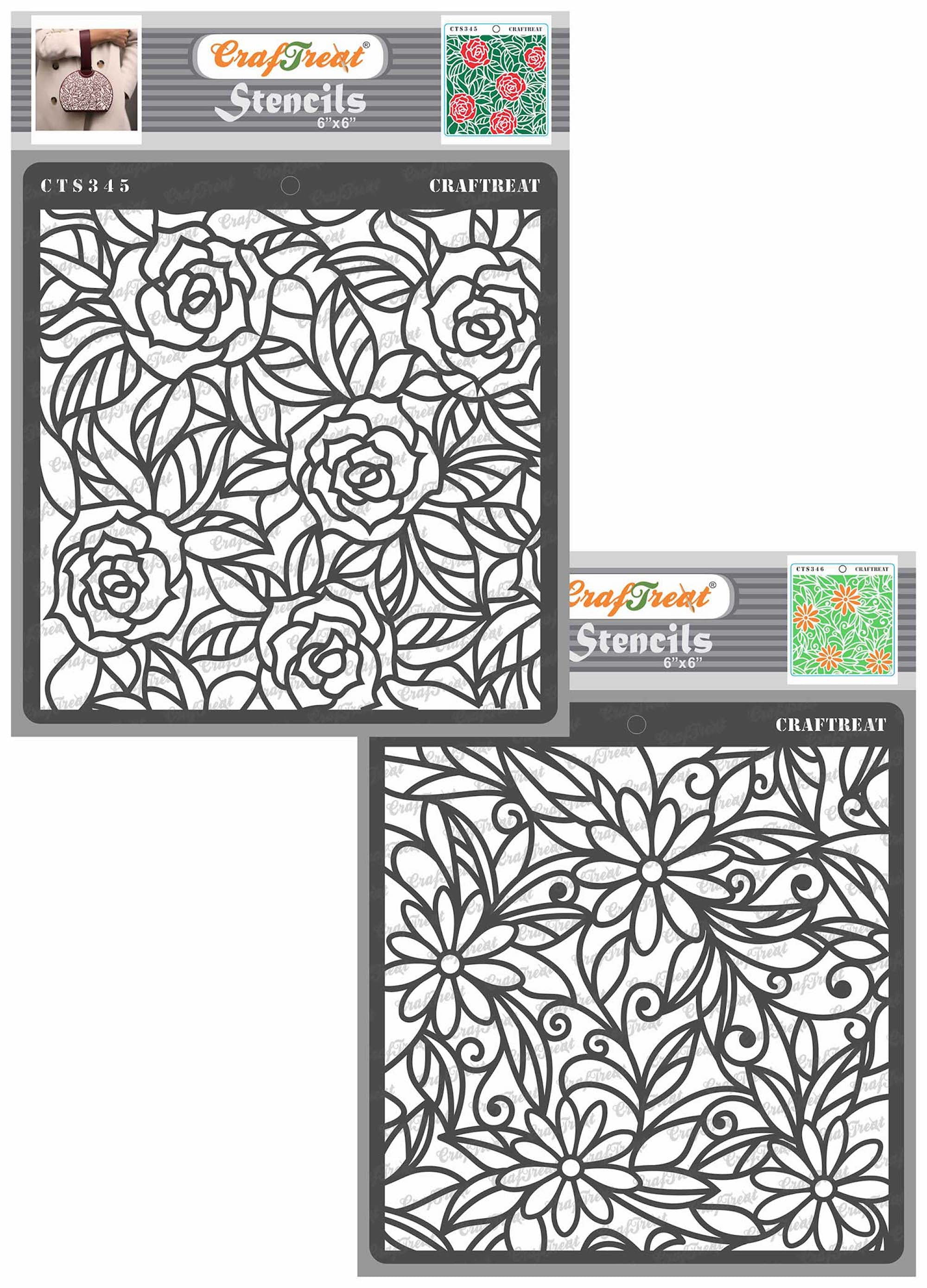 CrafTreat Tropical Leaves Stencil Set Leaf Stencil for Art and Craft Paintings