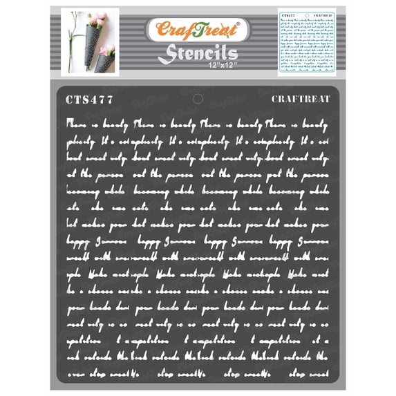 CrafTreat Script Stencil for Painting and Crafting - 12"x12"