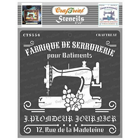 CrafTreat Sewing Stencils for Painting on Wood, Canvas, Paper, Fabric, Floor, Wall and Tile - Fabrique - 6x6 Inches - Reusable DIY Art and Craft Stencils for Home Decor - Fashion Stencils