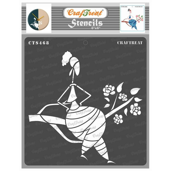 CrafTreat Sitting on a Branch Tribal Woman Stencil for Painting - 6"x6"