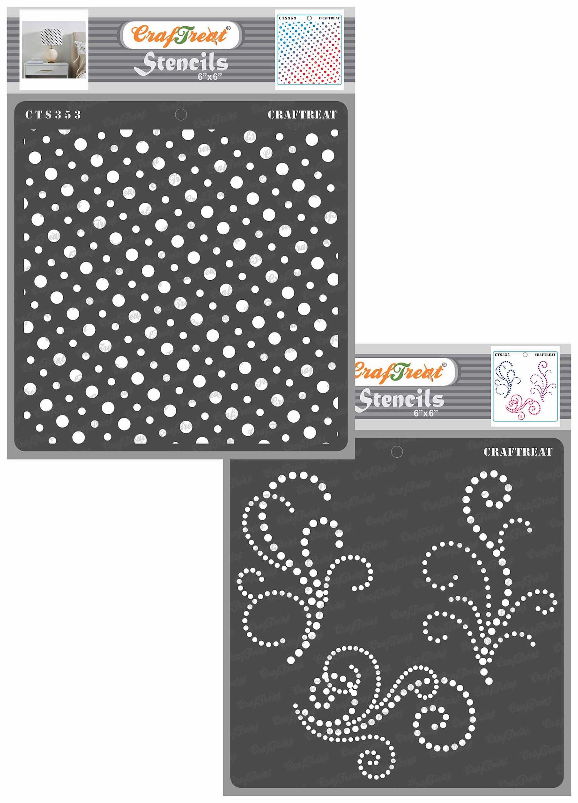 CrafTreat Floral Stencils for Painting on Wood, Canvas, Paper, Fabric,  Floor, Wall and Tile - Flourish 2-6x6 Inches - Reusable DIY Art and Craft