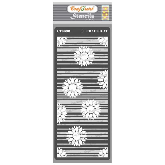 CrafTreat Slim Line 2 Step Flower Fusion Sunflower Stencil for Painting - 2 Pcs - 4"x9.5" each