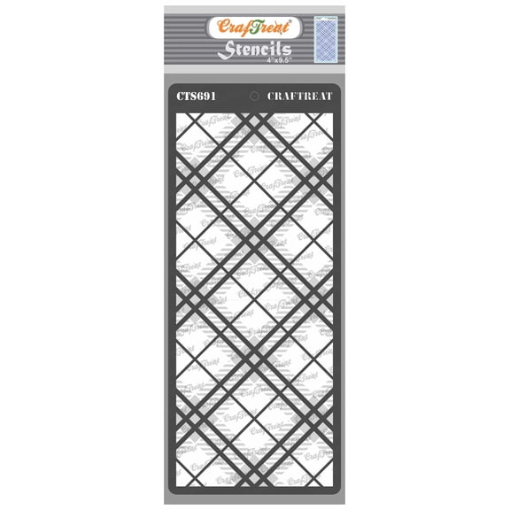 CrafTreat Slim Line 2 step plaid Stencil for Painting and Crafting - 2 Pcs - 4"x9.5" each