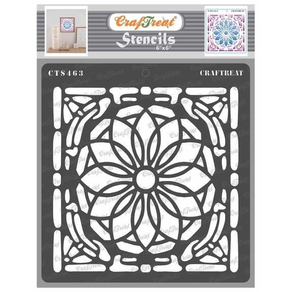 CrafTreat Stained Glass Patterns Stencil for Painting and Crafting - 6"x6"