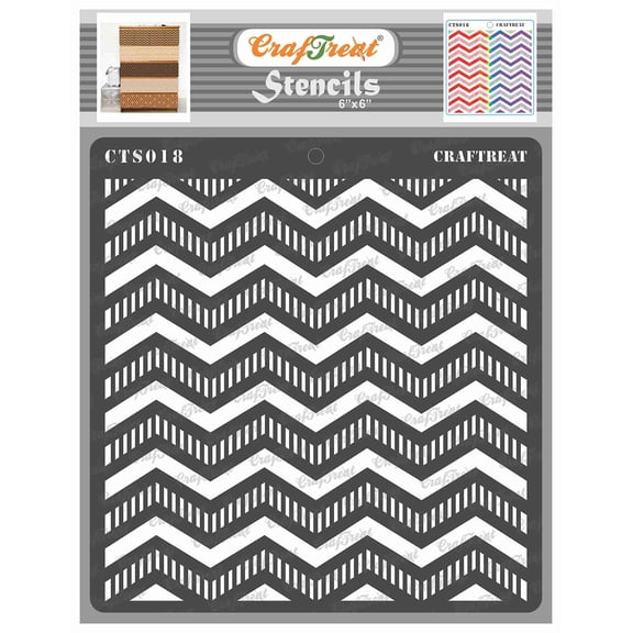 CrafTreat Striped Chevrons Stencil for Painting and Crafting - 6"x6"