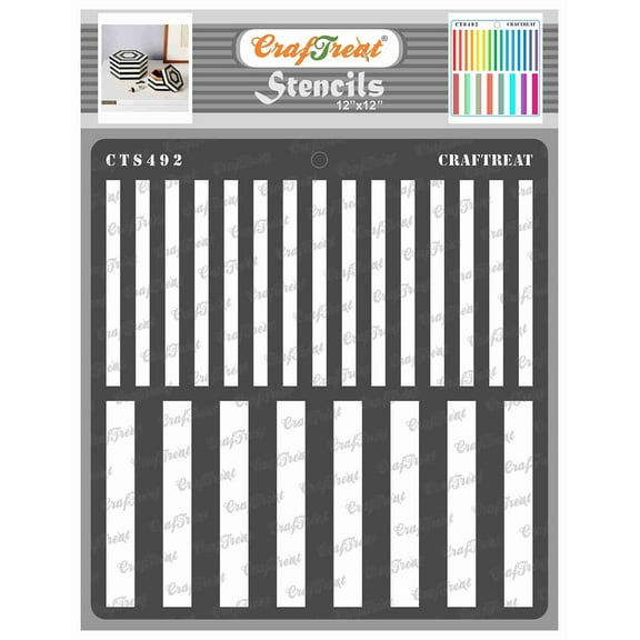 CrafTreat Stripes Stencil for Painting and Crafting - 12"x12"