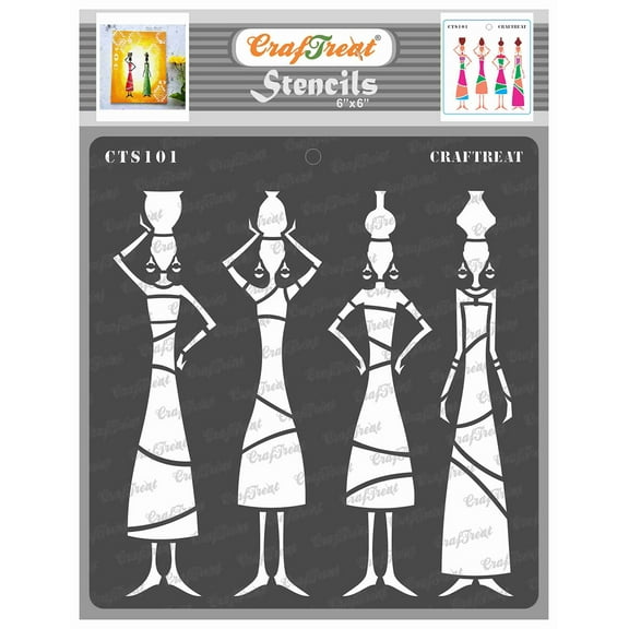 CrafTreat Tribal Potters Stencil for Painting and Crafting - 6"x6"