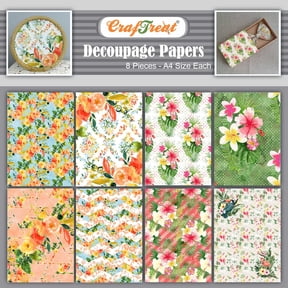 CrafTreat Tropical & Summer Floral Decoupage Paper for Furniture-A4-8Pcs
