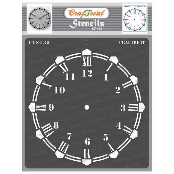 CrafTreat Wall Clock Stencil for Painting and Crafting - 12"x12"