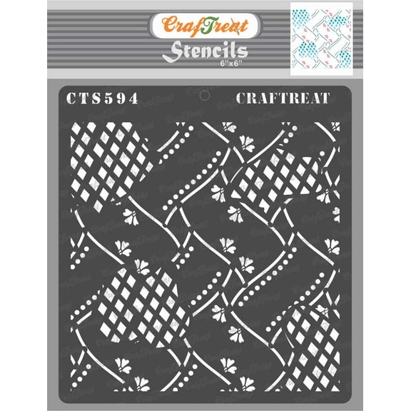 CrafTreat Weaves and Diamonds Stencil for Painting and Crafting - 6"x6"