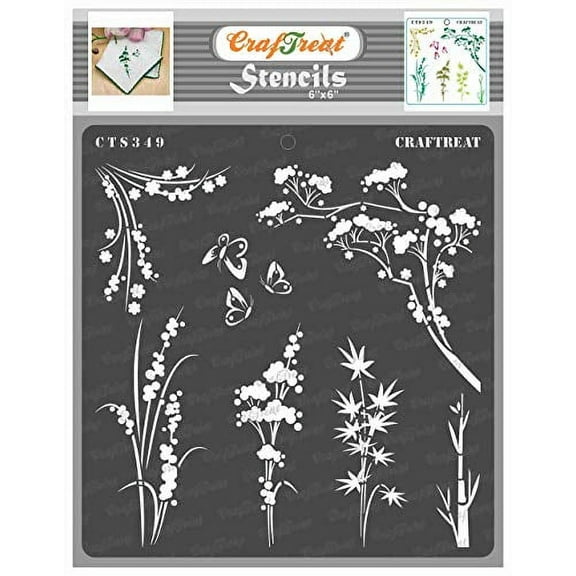 CrafTreat Wild Flowers Stencil for Painting and Crafting - 6"x6"