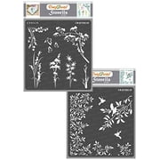 CrafTreat Wild Flowers and Branch Leaf Stencil for Painting - 2 Pcs - 6"x6" Each